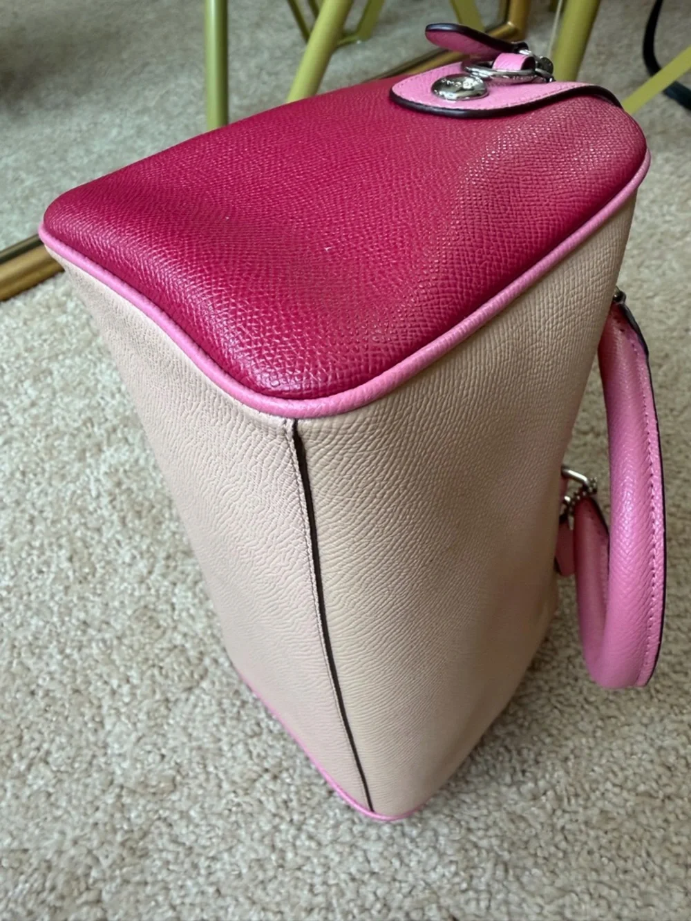 Coach Mini Bennett Satchel Pink Beige Crossbody Bag Colorblock Leather ๐ ๐ - Picture 16 of 16